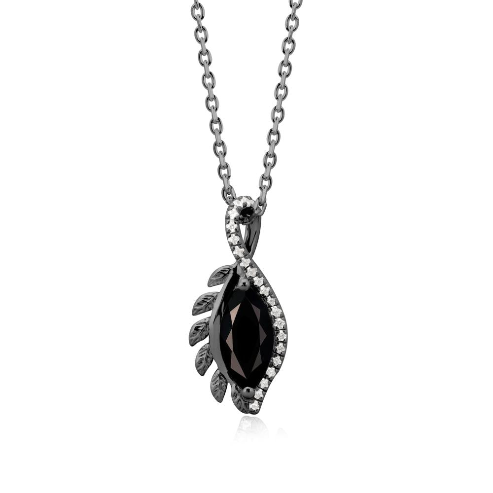 Nature Inspired Marquise Black Spinel Necklace - LUO Jewelry #metal_black finish sterling silver