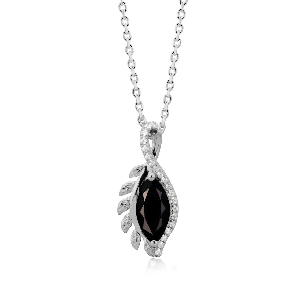 Nature Inspired Marquise Black Spinel Necklace - LUO Jewelry #metal_platinum