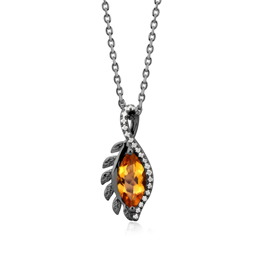 Marquise Citrine Leaf Vine Pendant Necklace - LUO Jewelry #metal_black finish sterling silver