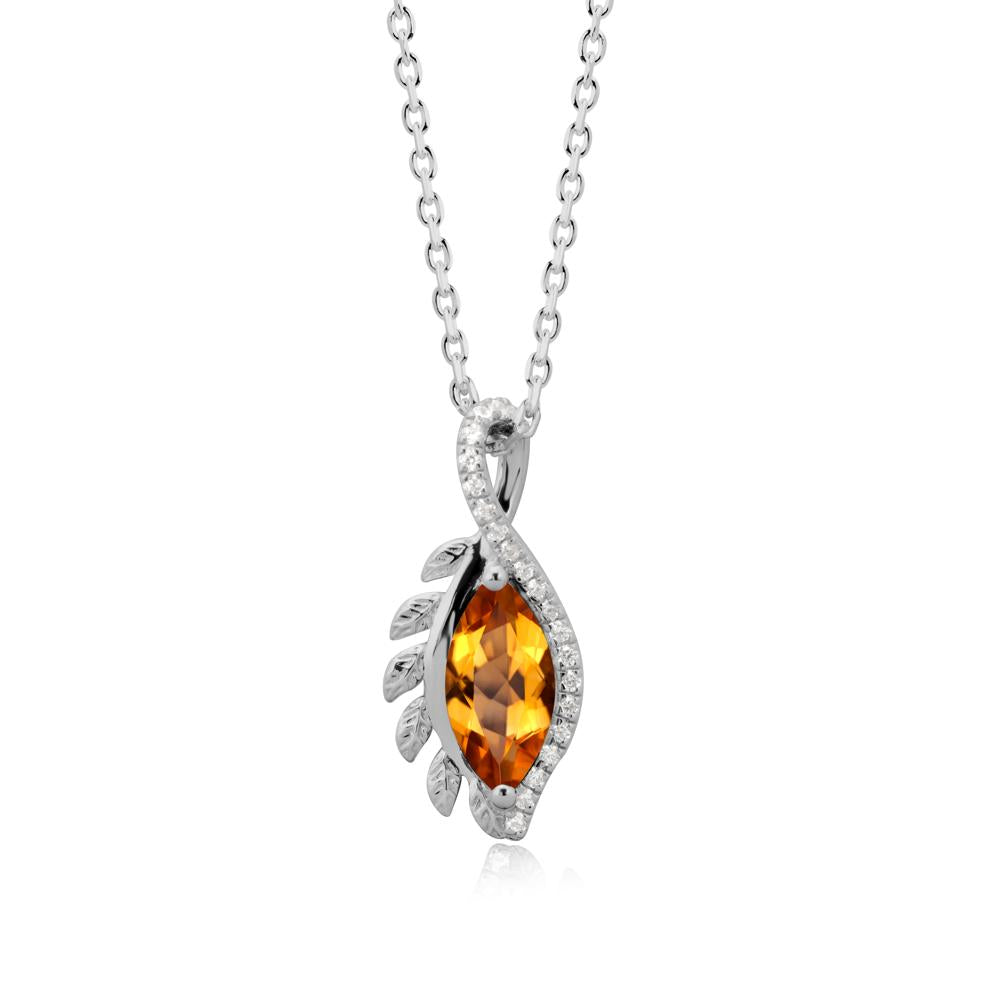 Marquise Citrine Leaf Vine Pendant Necklace - LUO Jewelry #metal_platinum