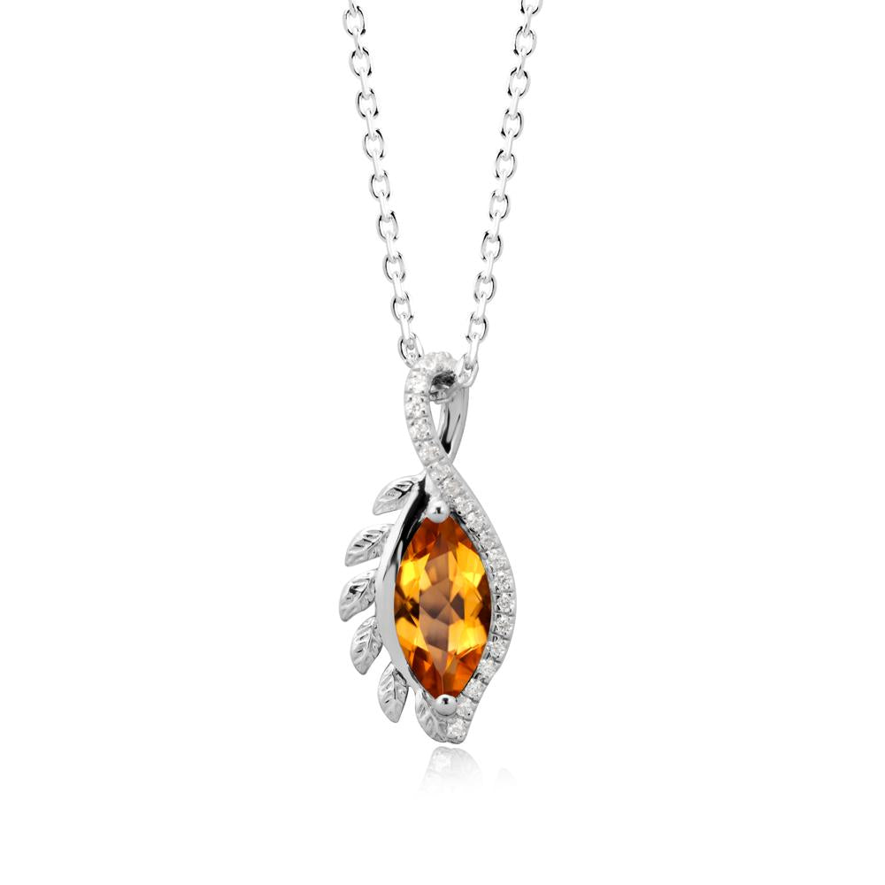 Marquise Citrine Leaf Vine Pendant Necklace - LUO Jewelry #metal_sterling silver