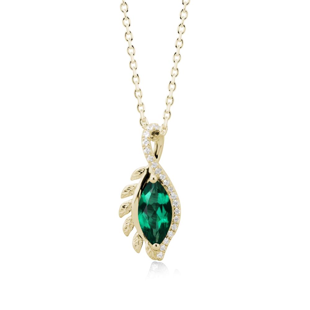 Nature Inspired Marquise Emerald Necklace - LUO Jewelry #metal_14k yellow gold