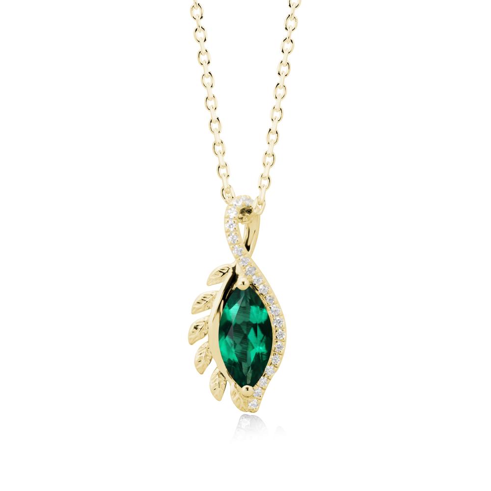 Nature Inspired Marquise Emerald Necklace - LUO Jewelry #metal_18k yellow gold