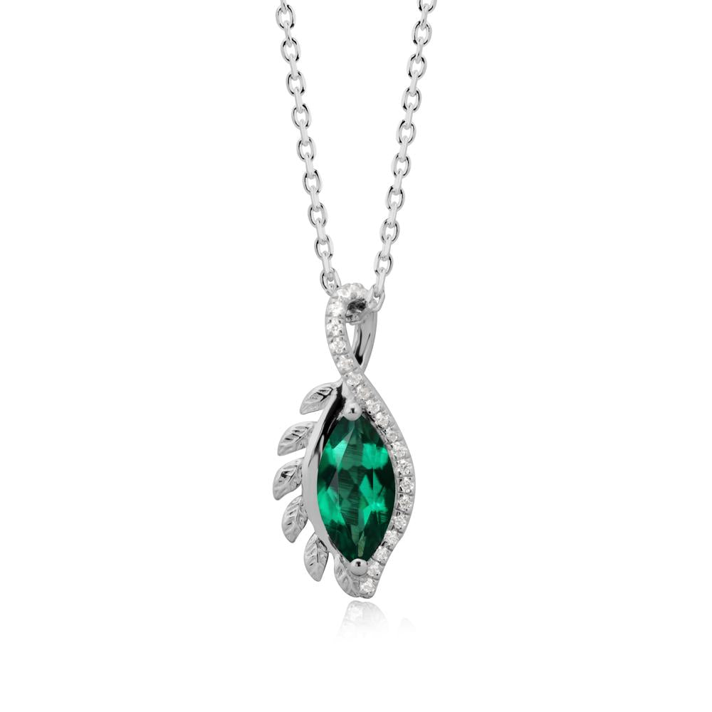 Nature Inspired Marquise Emerald Necklace - LUO Jewelry #metal_platinum