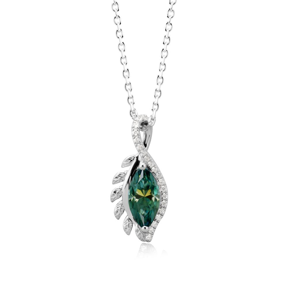 Nature Inspired Marquise Green Moissanite Necklace - LUO Jewelry #metal_sterling silver