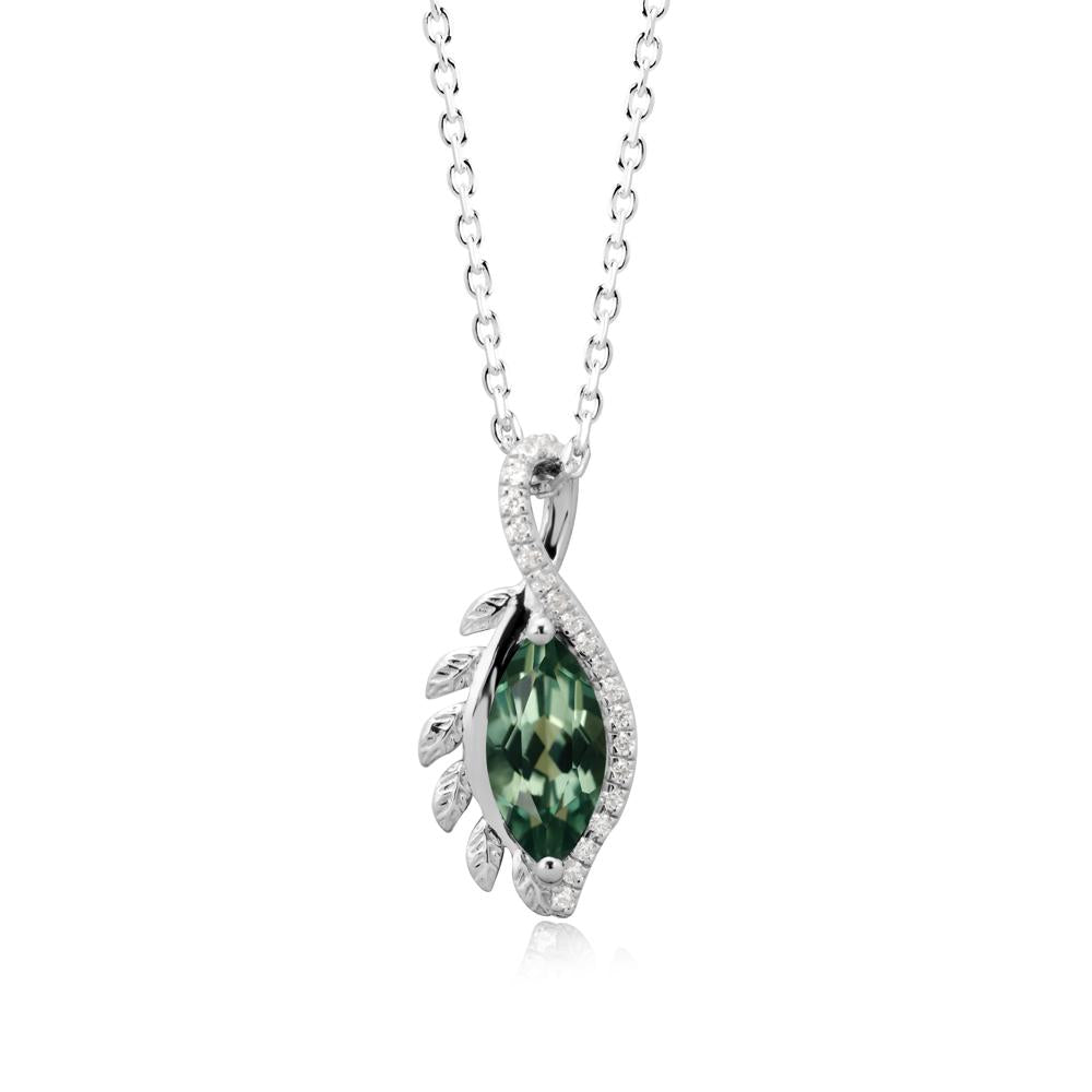 Nature Inspired Marquise Green Sapphire Necklace - LUO Jewelry #metal_14k white gold