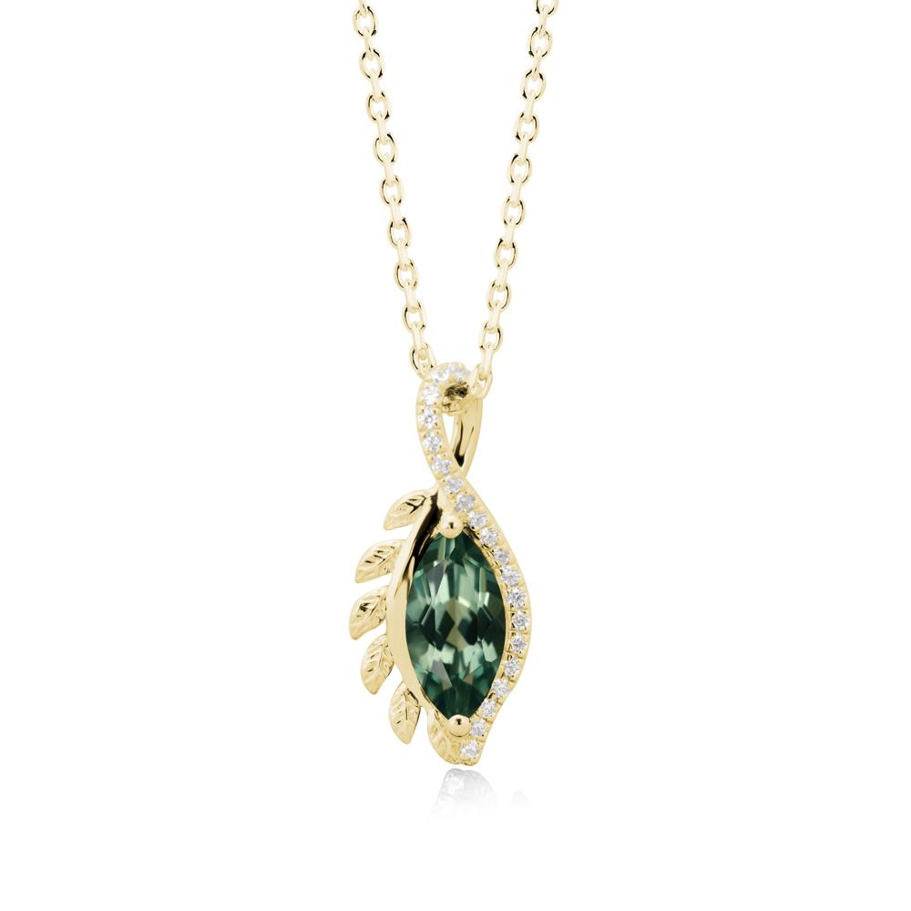 Nature Inspired Marquise Green Sapphire Necklace - LUO Jewelry #metal_18k yellow gold