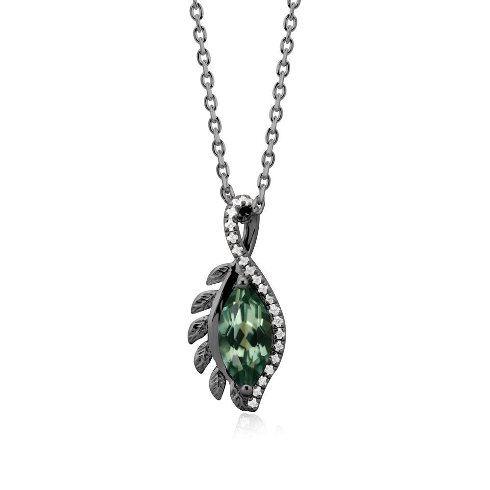 Nature Inspired Marquise Green Sapphire Necklace - LUO Jewelry #metal_black finish sterling silver