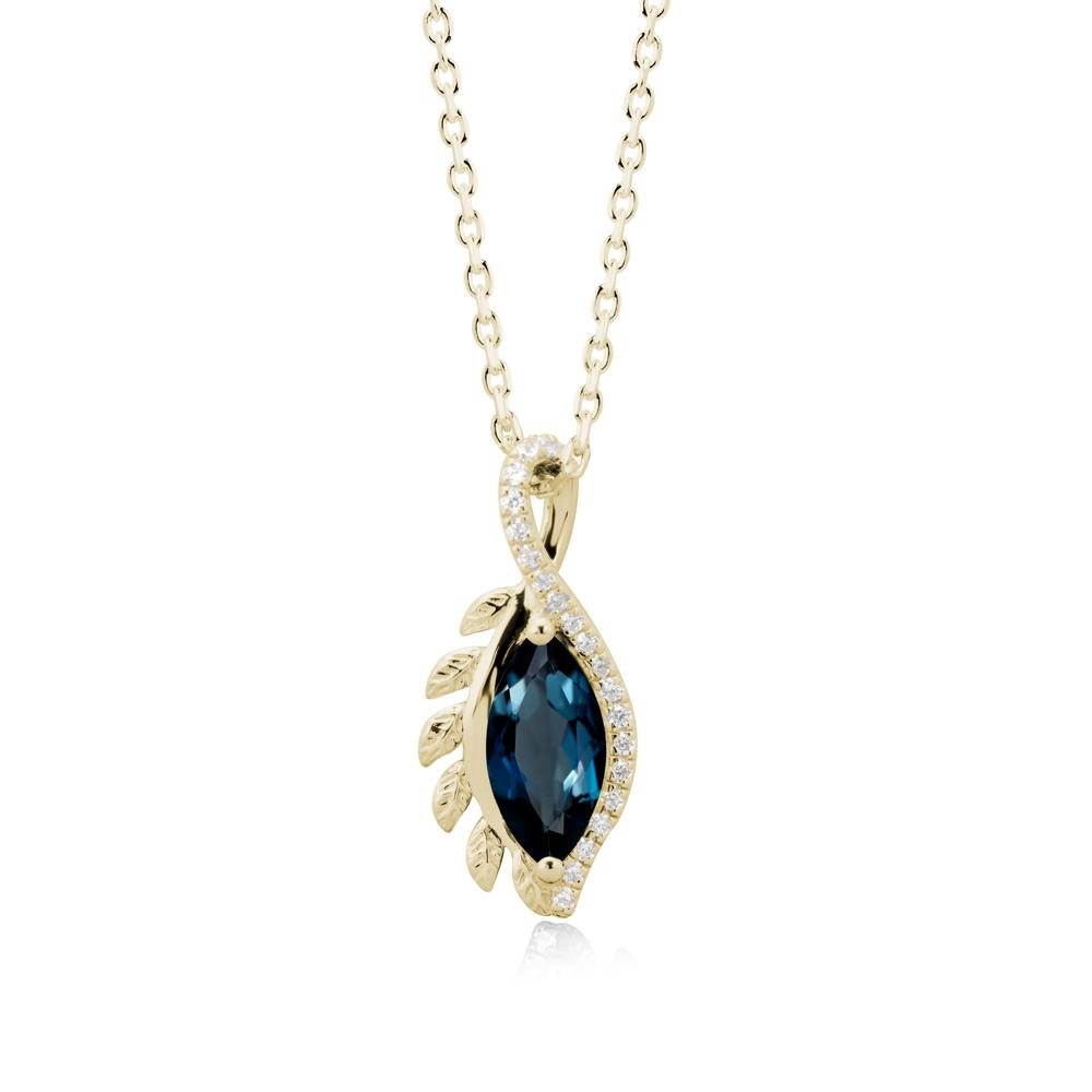 Nature Inspired Marquise London Blue Topaz Necklace - LUO Jewelry #metal_14k yellow gold