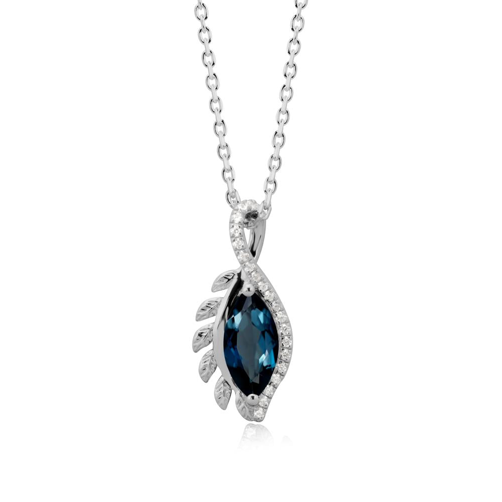 Nature Inspired Marquise London Blue Topaz Necklace - LUO Jewelry #metal_platinum