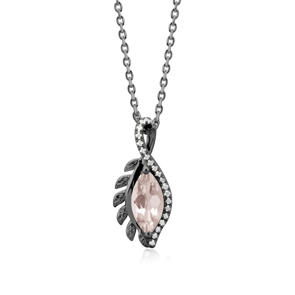 Marquise Morganite Leaf Vine Pendant Necklace - LUO Jewelry #metal_black finish sterling silver