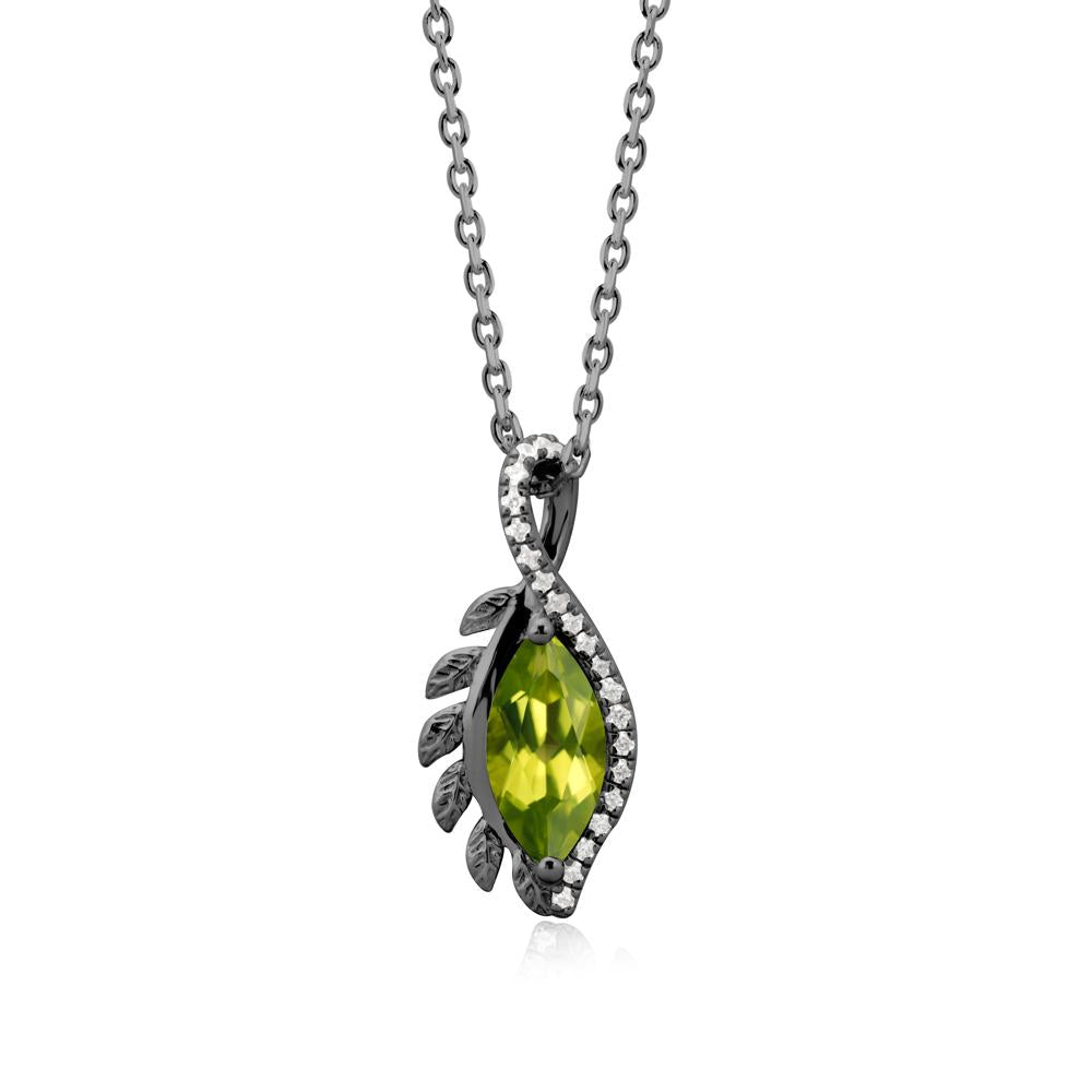 Nature Inspired Marquise Peridot Necklace - LUO Jewelry #metal_black finish sterling silver