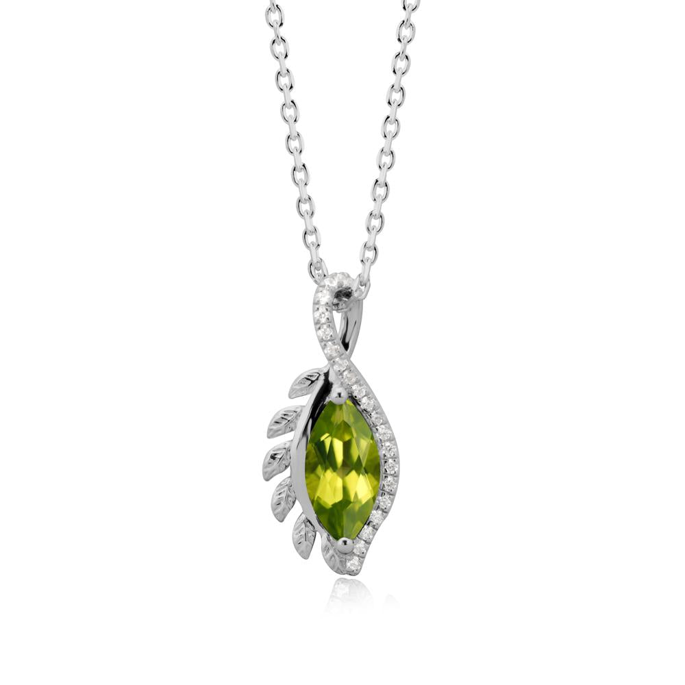 Nature Inspired Marquise Peridot Necklace - LUO Jewelry #metal_platinum