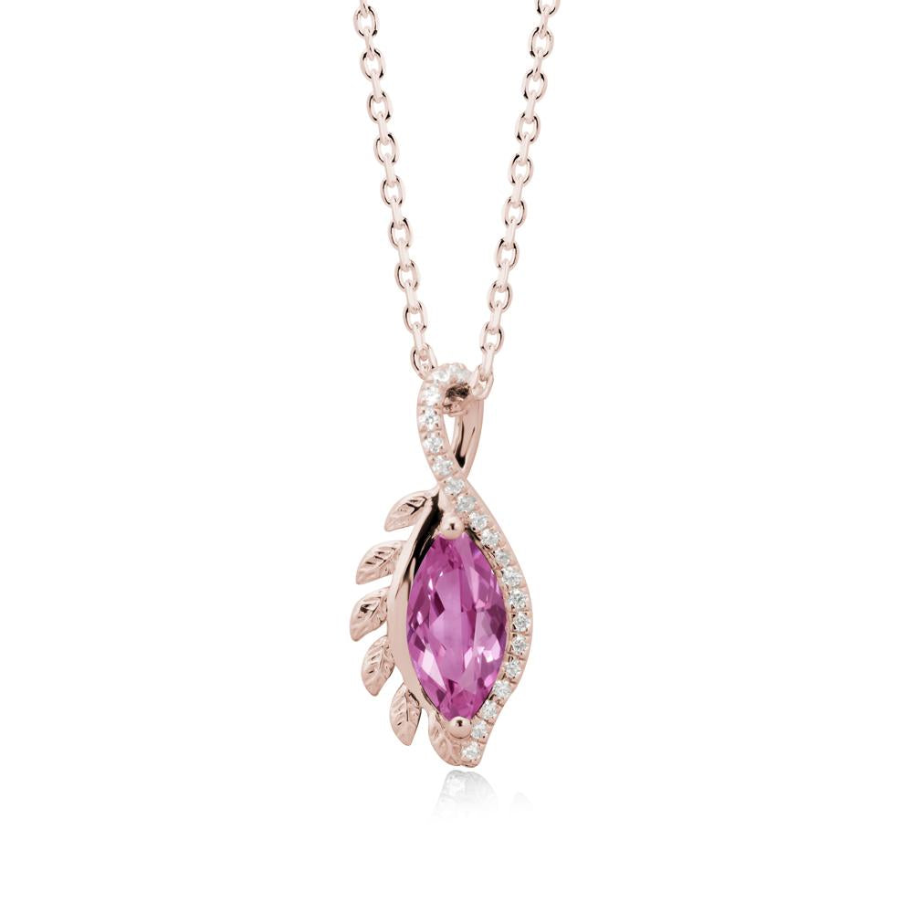 Nature Inspired Marquise Pink Sapphire Necklace - LUO Jewelry #metal_14k rose gold