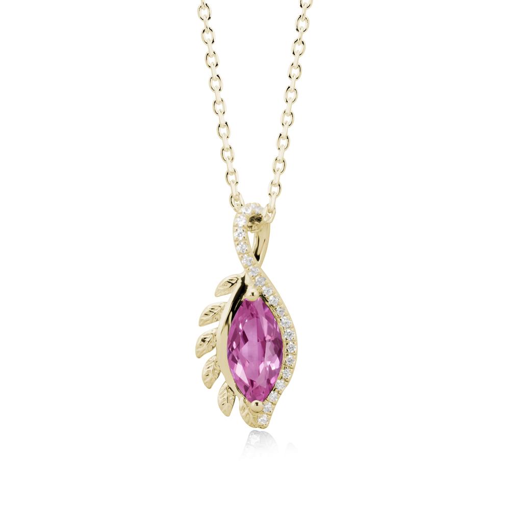 Nature Inspired Marquise Pink Sapphire Necklace - LUO Jewelry #metal_14k yellow gold
