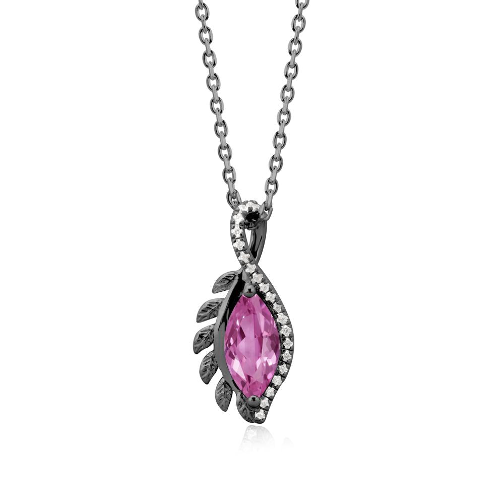Nature Inspired Marquise Pink Sapphire Necklace - LUO Jewelry #metal_black finish sterling silver