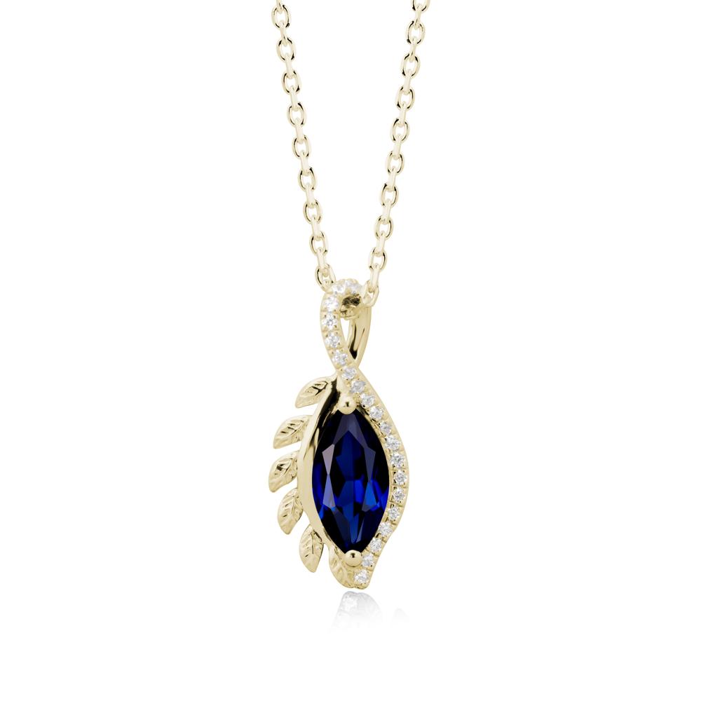 Nature Inspired Marquise Sapphire Necklace - LUO Jewelry #metal_14k yellow gold