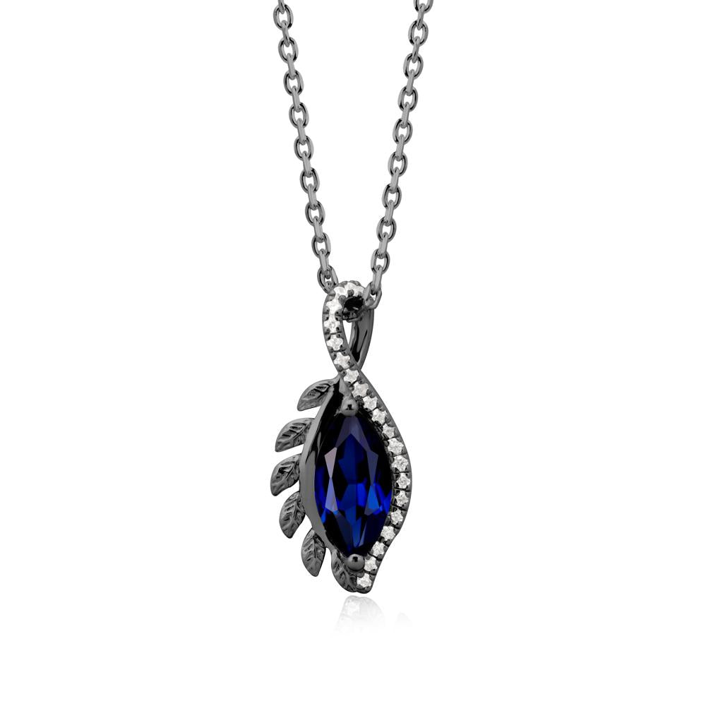 Nature Inspired Marquise Sapphire Necklace - LUO Jewelry #metal_black finish sterling silver