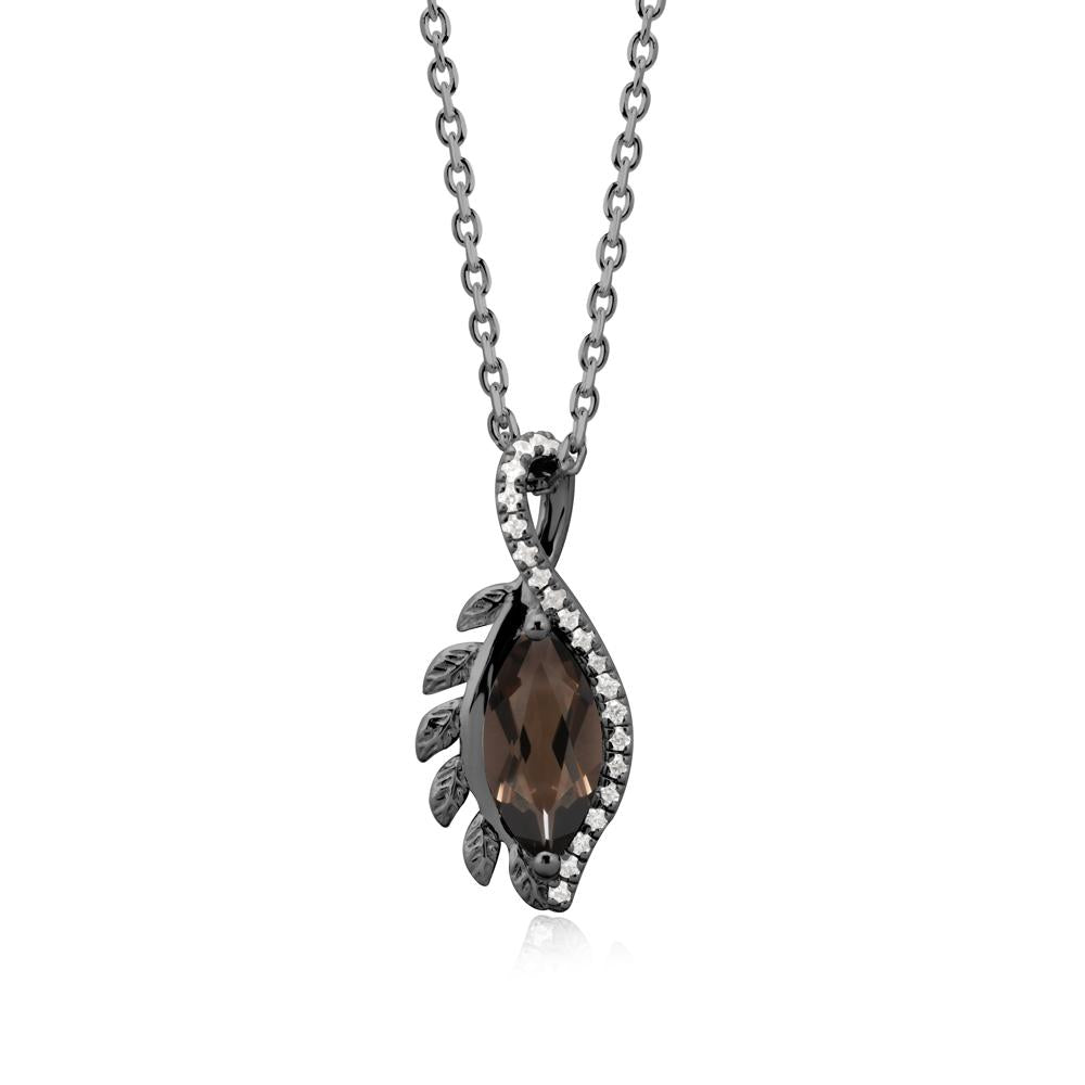 Marquise Smoky Quartz Leaf Vine Pendant Necklace - LUO Jewelry #metal_black finish sterling silver