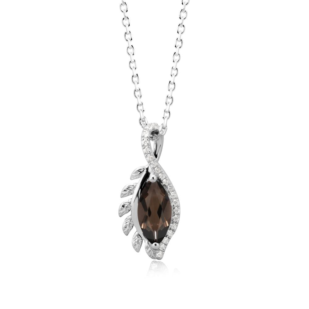 Marquise Smoky Quartz Leaf Vine Pendant Necklace - LUO Jewelry #metal_sterling silver