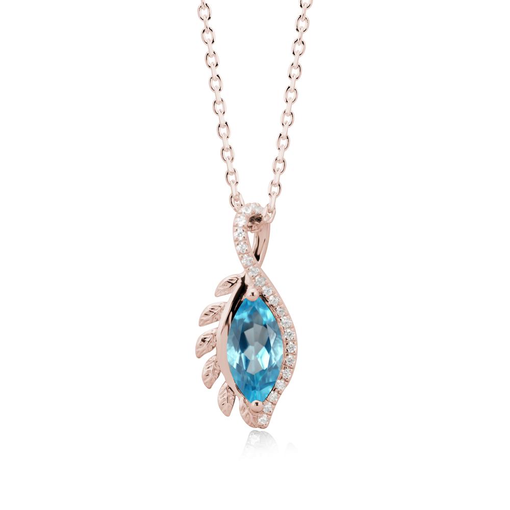 Nature Inspired Marquise Swiss Blue Topaz Necklace - LUO Jewelry #metal_14k rose gold