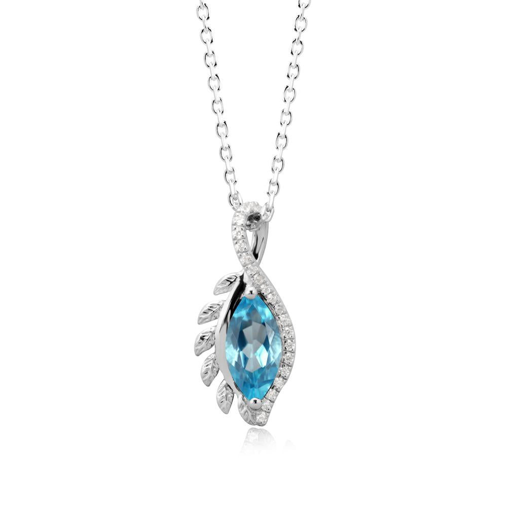 Nature Inspired Marquise Swiss Blue Topaz Necklace - LUO Jewelry #metal_14k white gold