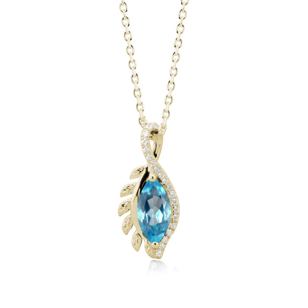 Nature Inspired Marquise Swiss Blue Topaz Necklace - LUO Jewelry #metal_14k yellow gold