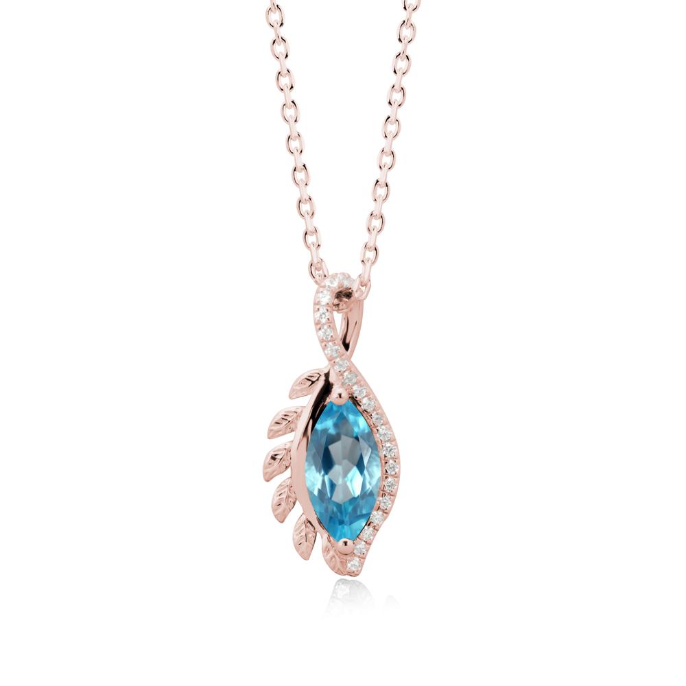 Nature Inspired Marquise Swiss Blue Topaz Necklace - LUO Jewelry #metal_18k rose gold