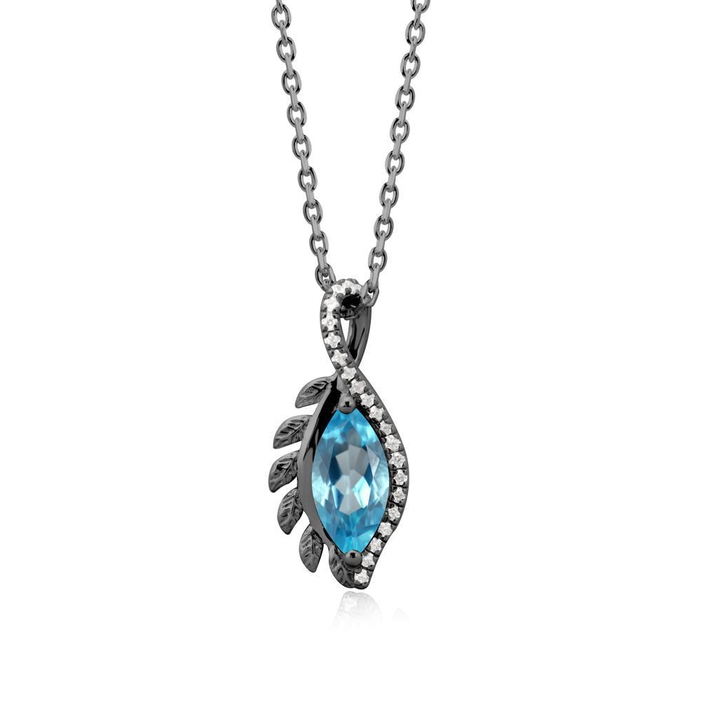 Nature Inspired Marquise Swiss Blue Topaz Necklace - LUO Jewelry #metal_black finish sterling silver