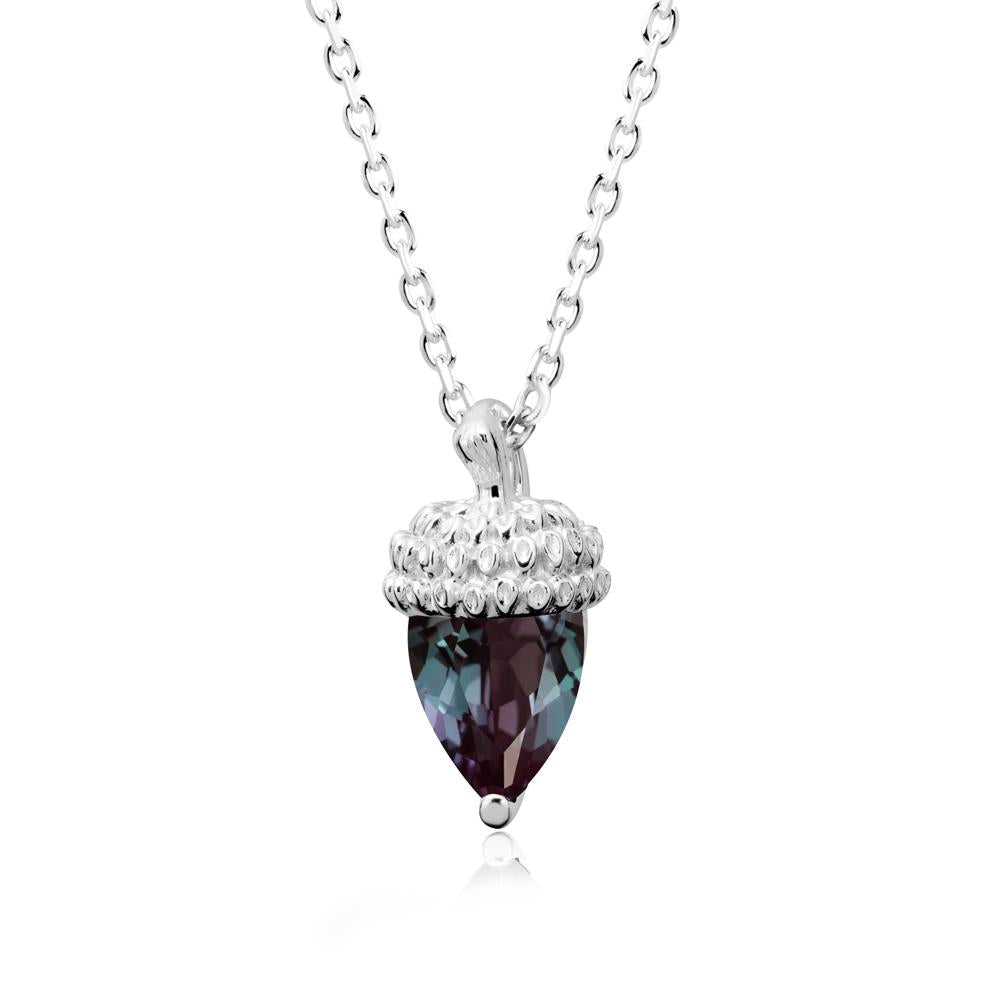 Pear Cut Alexandrite Acorn Pendant - LUO Jewelry #metal_14k white gold