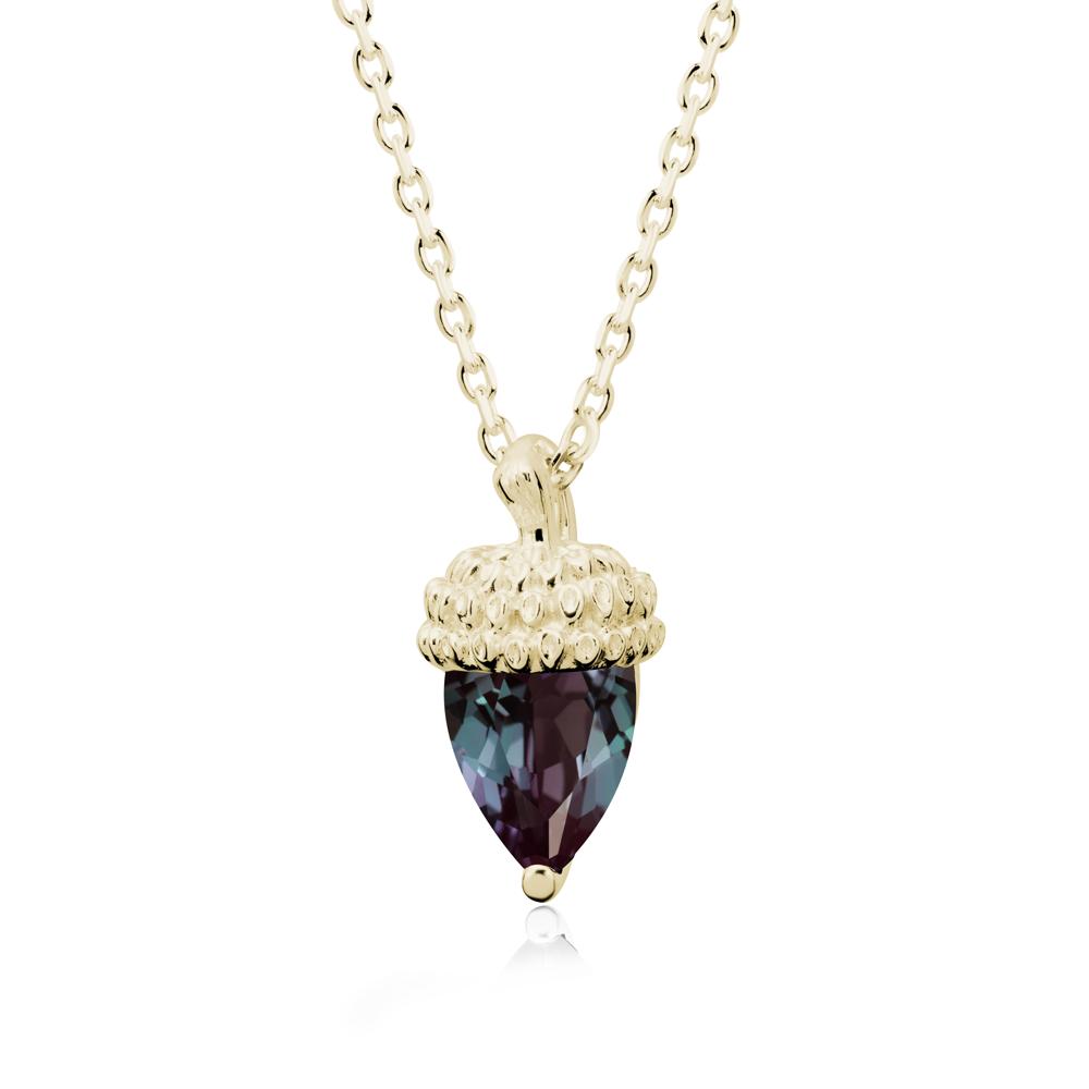 Pear Cut Alexandrite Acorn Pendant - LUO Jewelry #metal_14k yellow gold