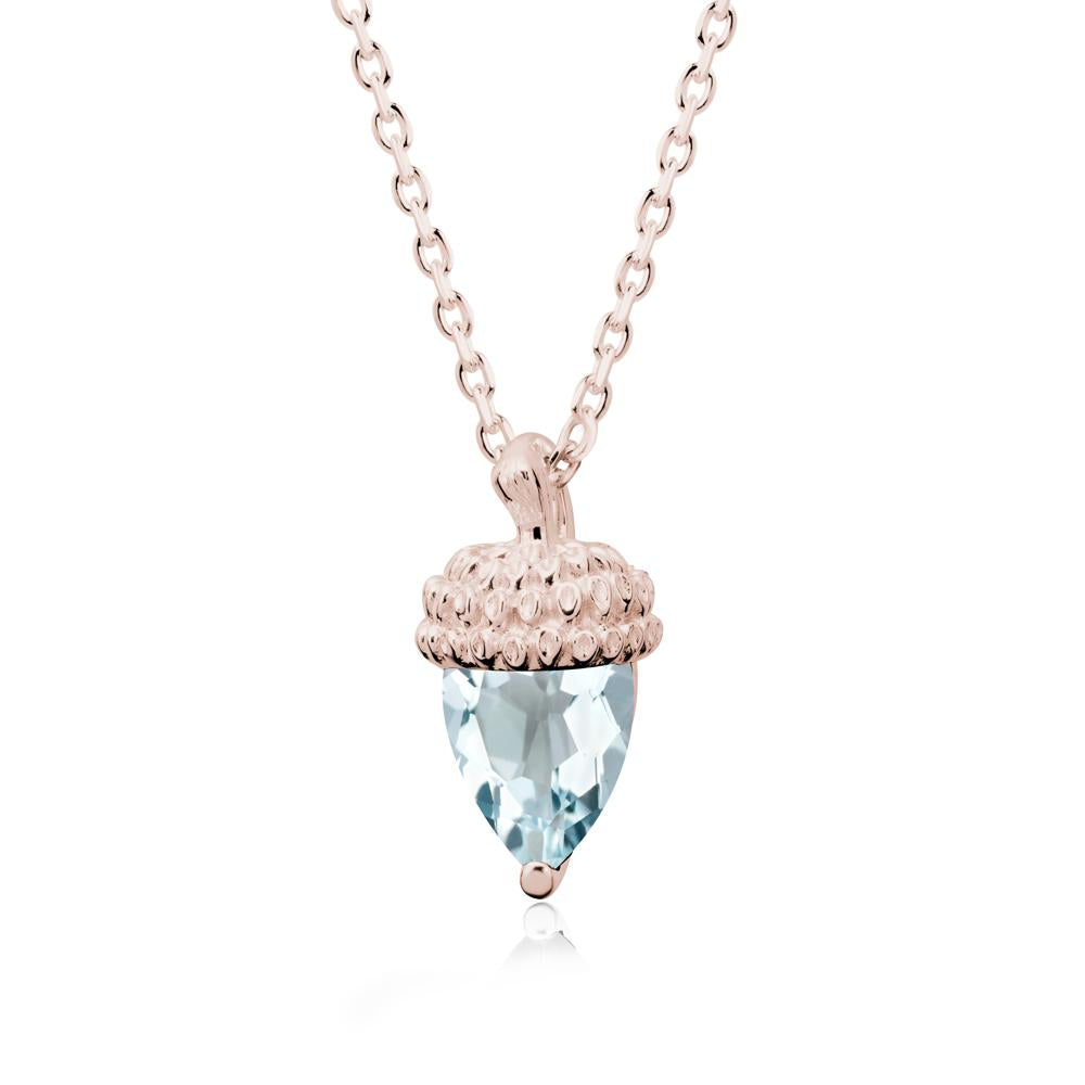 Pear Cut Aquamarine Acorn Pendant - LUO Jewelry #metal_14k rose gold