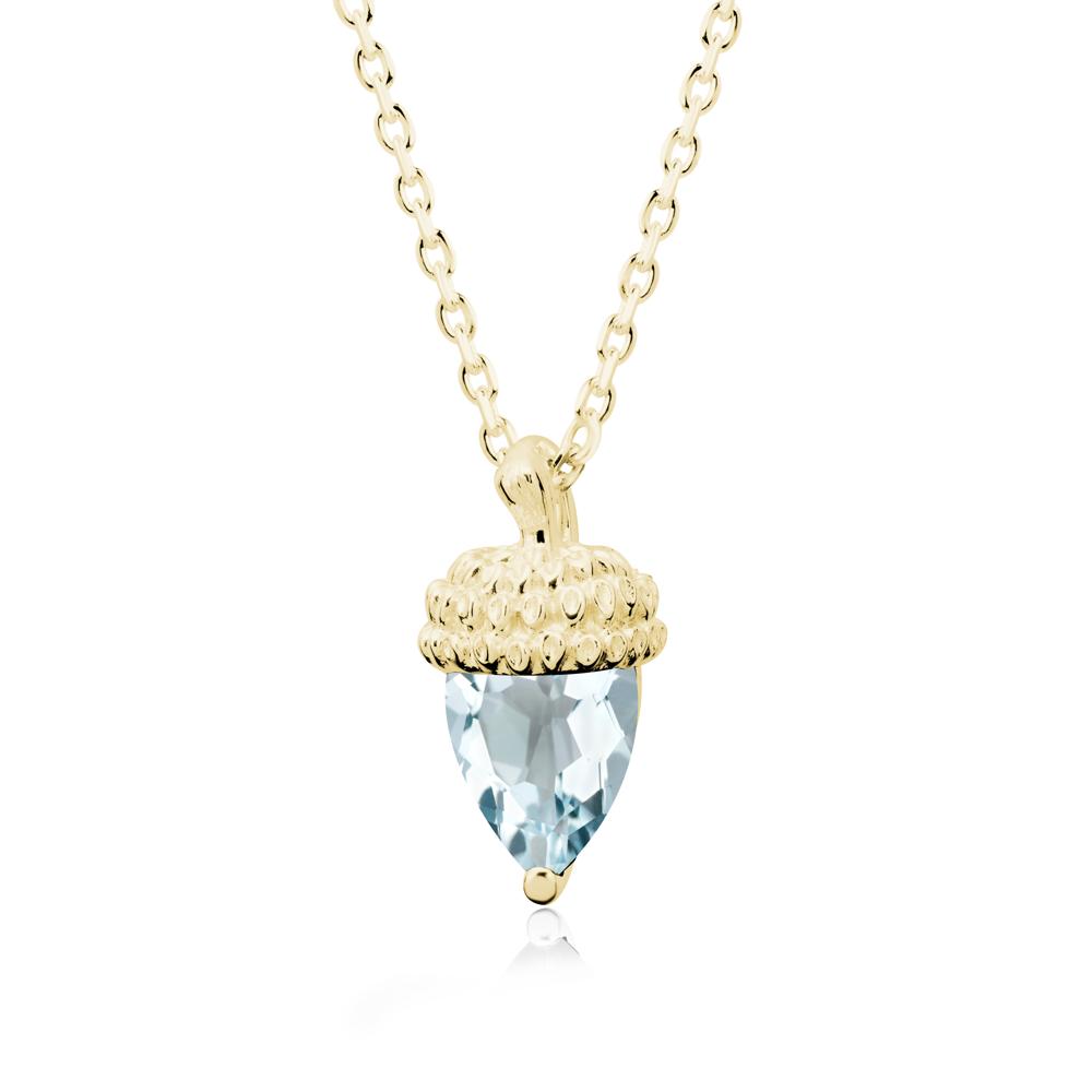 Pear Cut Aquamarine Acorn Pendant - LUO Jewelry #metal_18k yellow gold