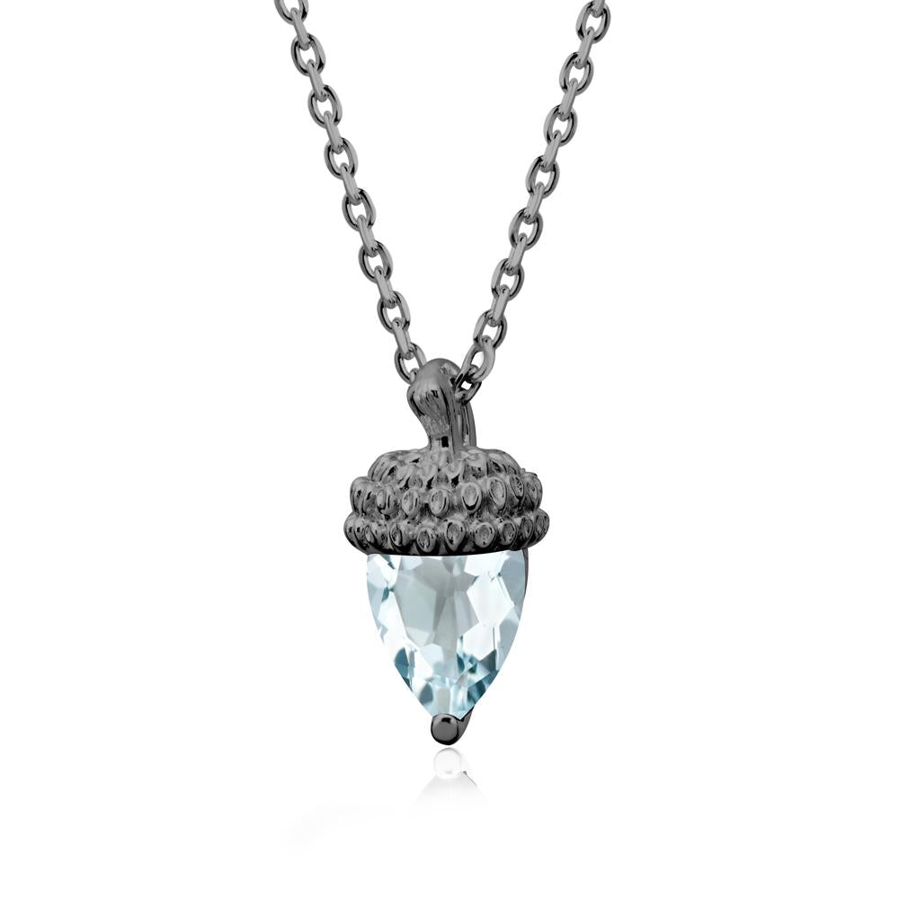 Pear Cut Aquamarine Acorn Pendant - LUO Jewelry #metal_black finish sterling silver