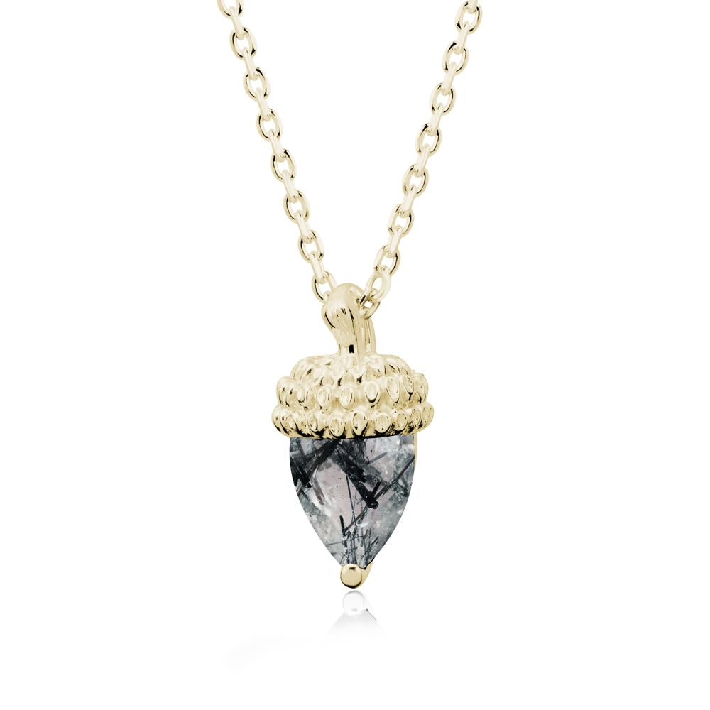 Nature's Charm Black Rutilated Quartz Acorn Necklace - LUO Jewelry #metal_14k yellow gold