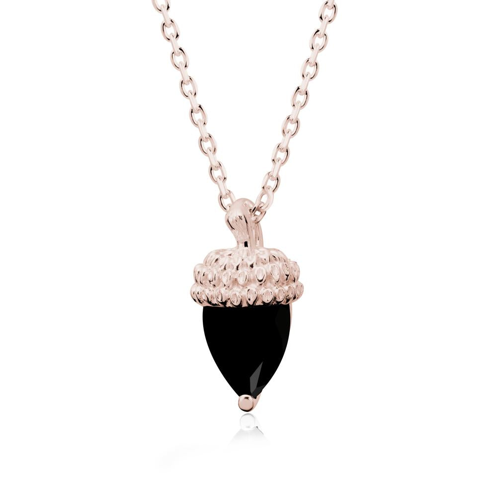 Pear Cut Black Spinel Acorn Pendant - LUO Jewelry #metal_14k rose gold