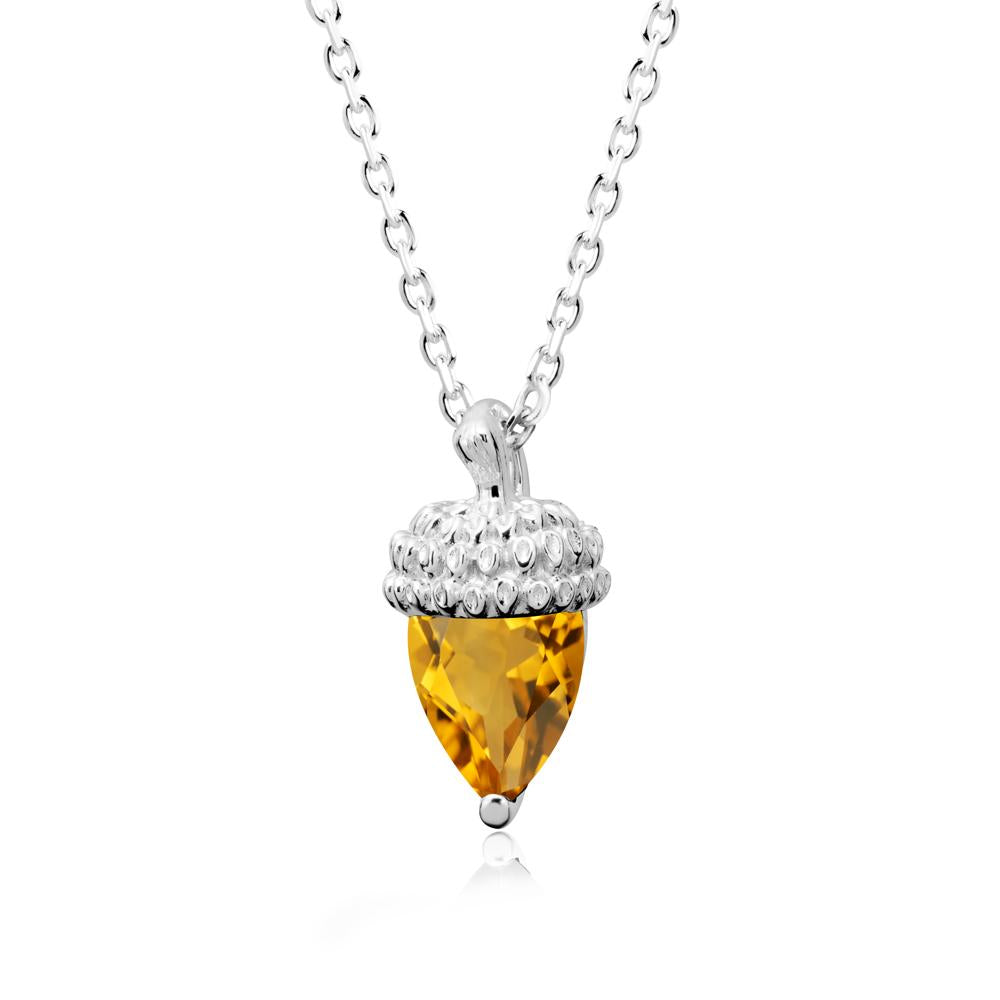 Nature's Charm Citrine Acorn Necklace - LUO Jewelry #metal_14k white gold