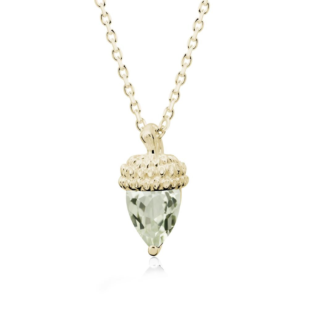 Pear Cut Green Amethyst Acorn Pendant - LUO Jewelry #metal_14k yellow gold