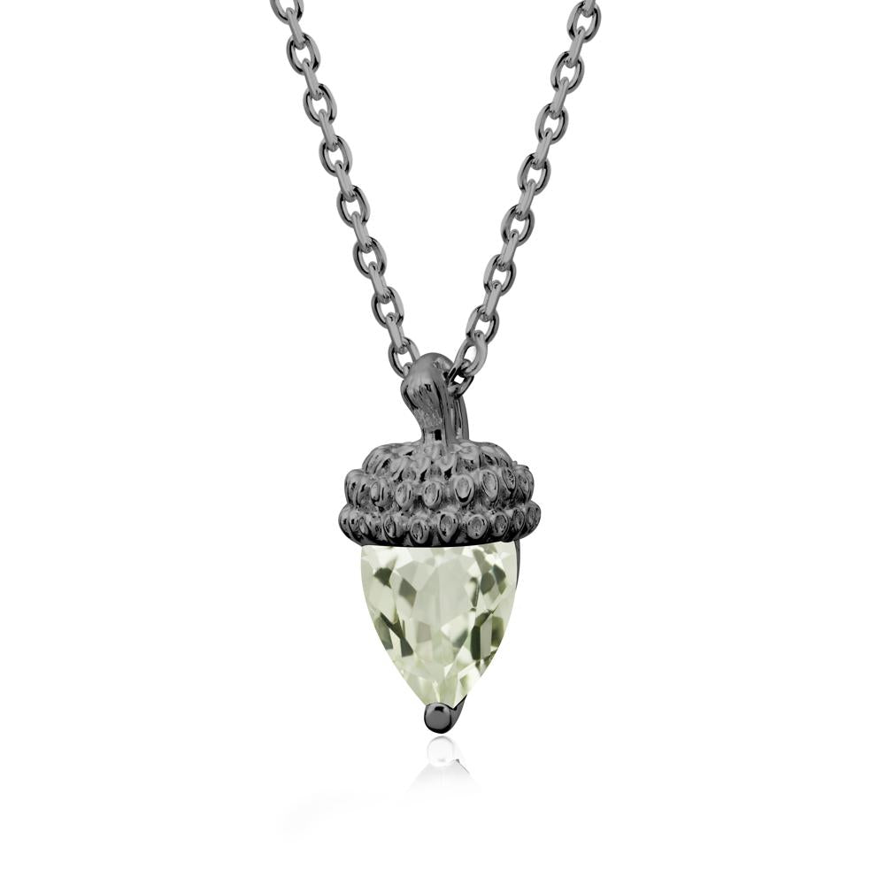 Pear Cut Green Amethyst Acorn Pendant - LUO Jewelry #metal_black finish sterling silver