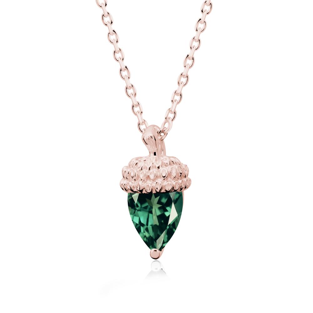 Nature's Charm Green Sapphire Acorn Necklace - LUO Jewelry #metal_18k rose gold