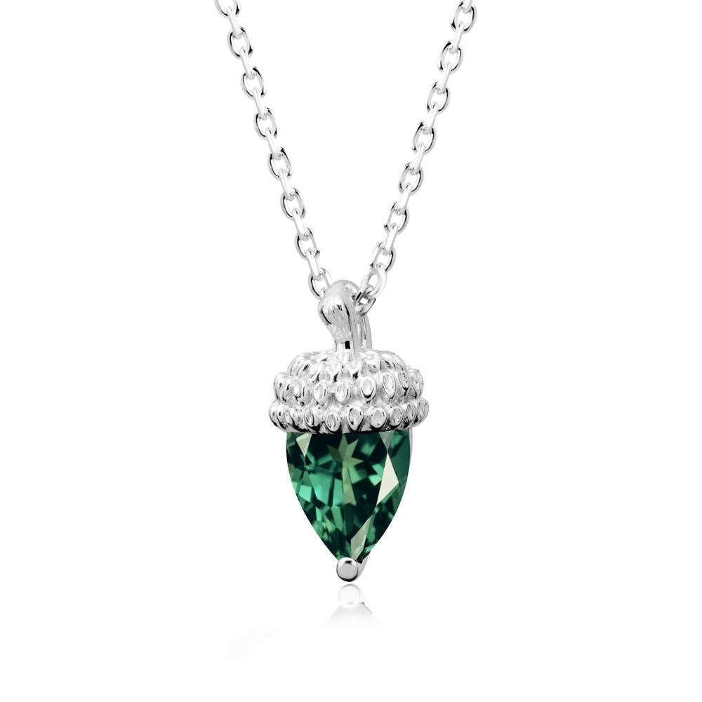 Nature's Charm Green Sapphire Acorn Necklace - LUO Jewelry #metal_18k white gold