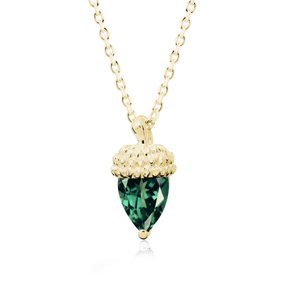 Nature's Charm Green Sapphire Acorn Necklace - LUO Jewelry #metal_18k yellow gold