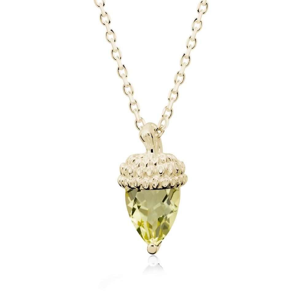 Pear Cut Lemon Quartz Acorn Pendant - LUO Jewelry #metal_14k yellow gold