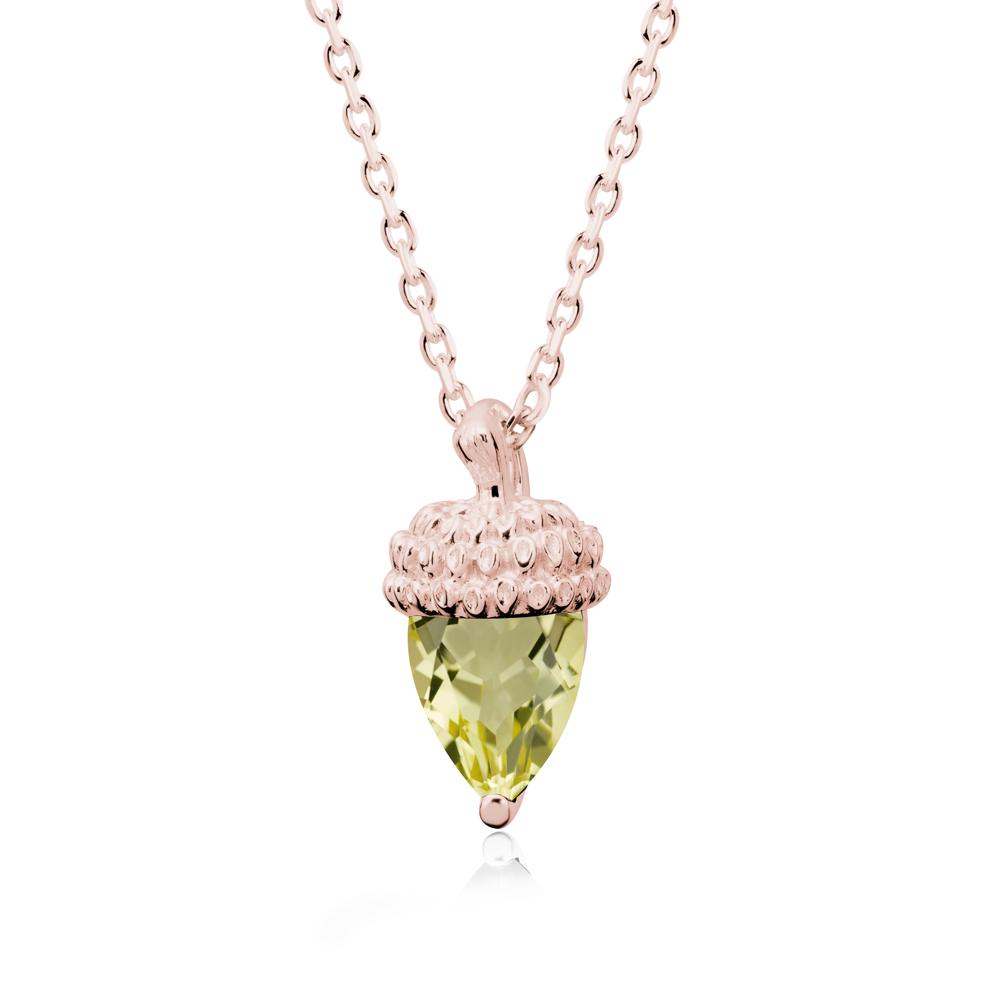 Pear Cut Lemon Quartz Acorn Pendant - LUO Jewelry #metal_18k rose gold