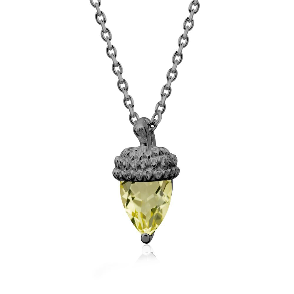 Pear Cut Lemon Quartz Acorn Pendant - LUO Jewelry #metal_black finish sterling silver