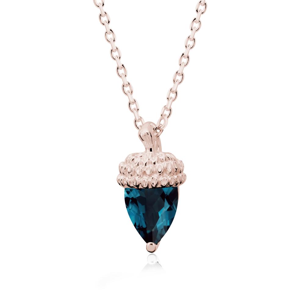 Nature's Charm London Blue Topaz Acorn Necklace - LUO Jewelry #metal_14k rose gold