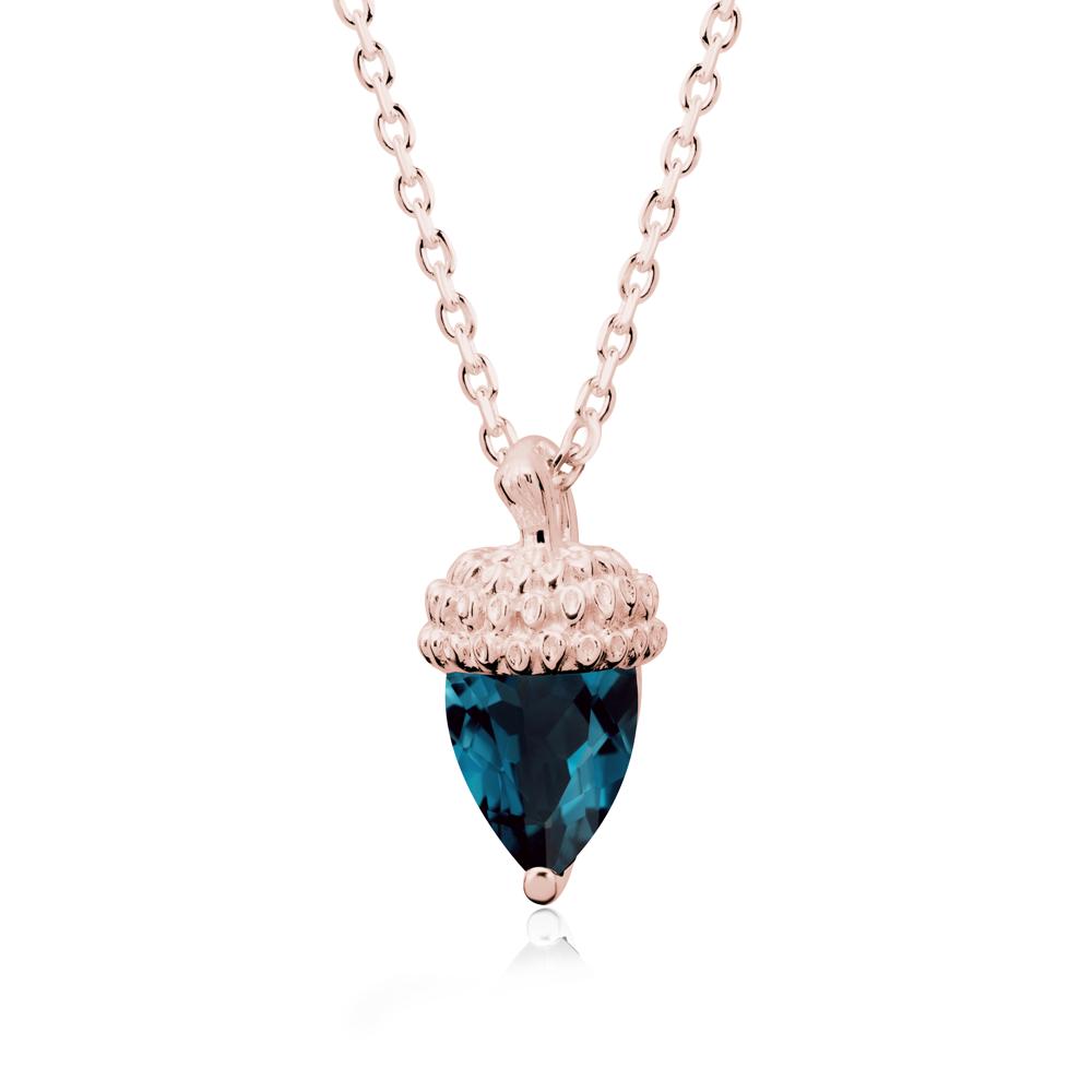 Nature's Charm London Blue Topaz Acorn Necklace - LUO Jewelry #metal_18k rose gold