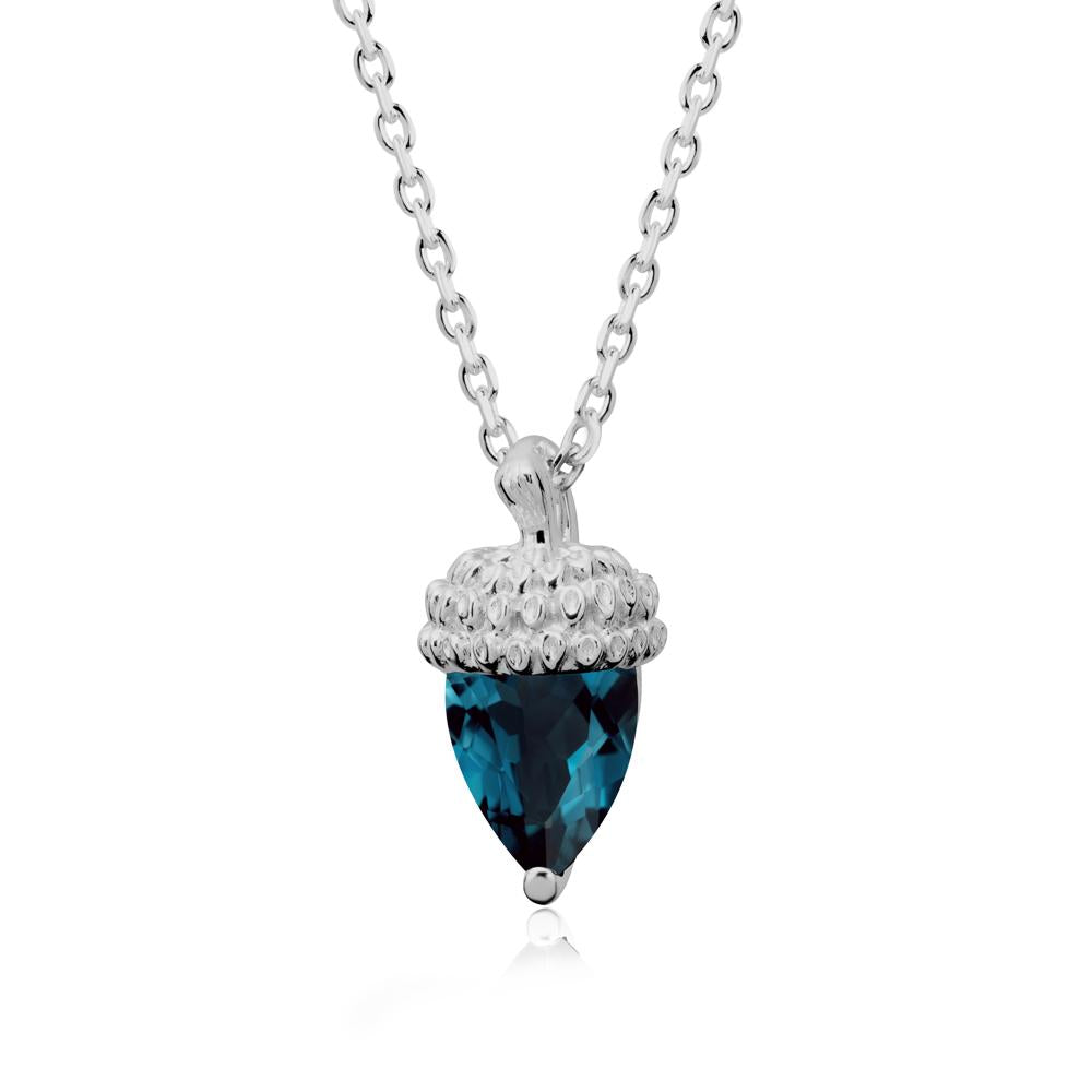 Nature's Charm London Blue Topaz Acorn Necklace - LUO Jewelry #metal_platinum