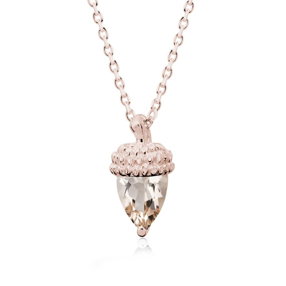 Pear Cut Morganite Acorn Pendant - LUO Jewelry #metal_14k rose gold
