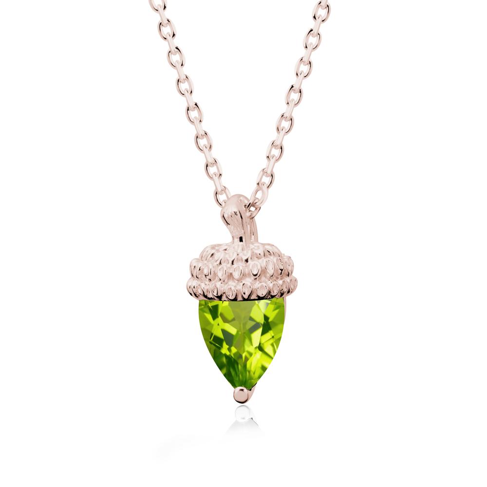 Pear Cut Peridot Acorn Pendant - LUO Jewelry #metal_14k rose gold